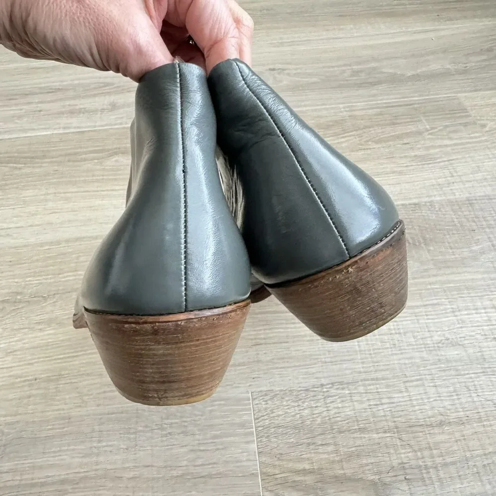 Vintage Wellington Custom Made Mens Gray Leather Boots Shoes 11.5